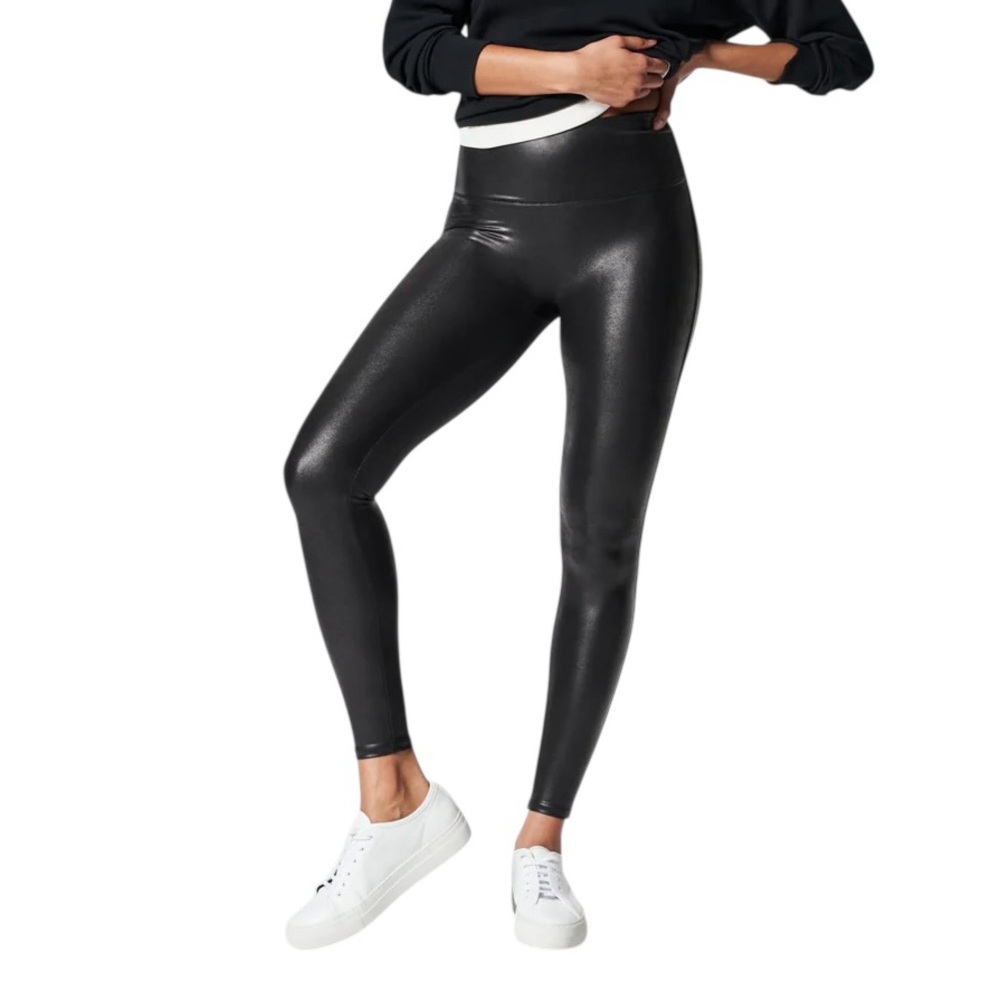 Spanx Faux Leather Leggings | Black |‎ Size Medium Petite